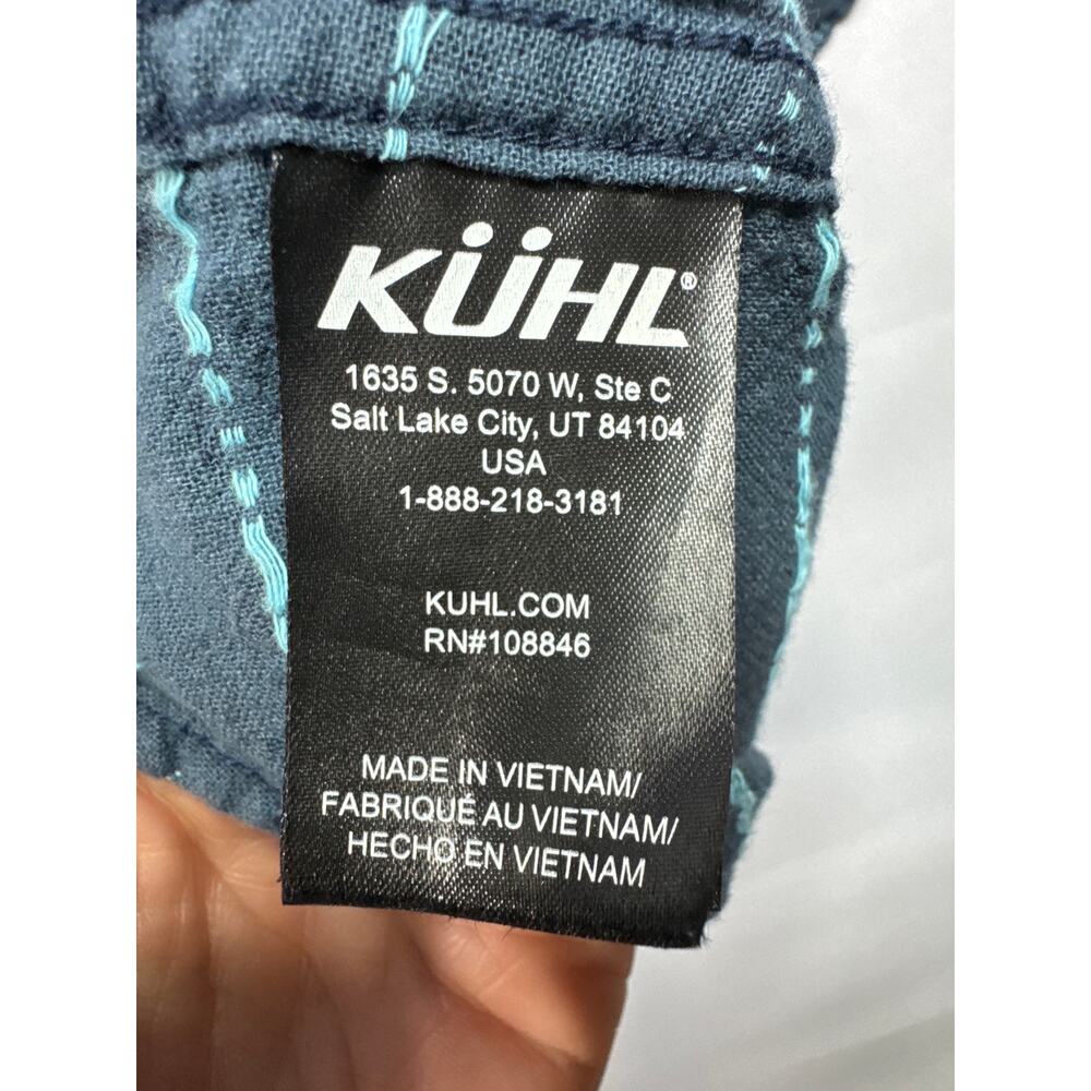 Kuhl Men's Short Sleeve Blue Striped Linen Blend Button Up Shirt - Size XL - Picture 5 of 7